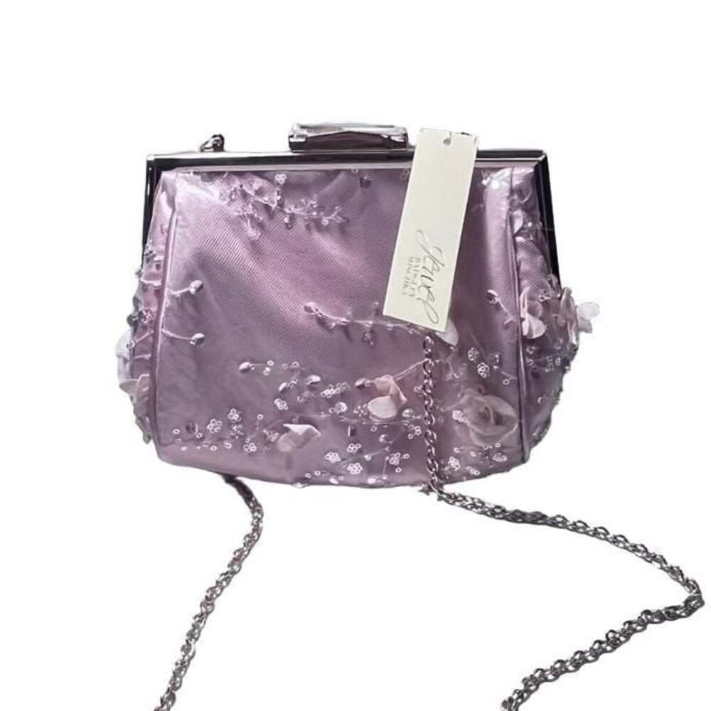Jewel Badgley Mischka Iris Floral Pouch Clutch English Rose